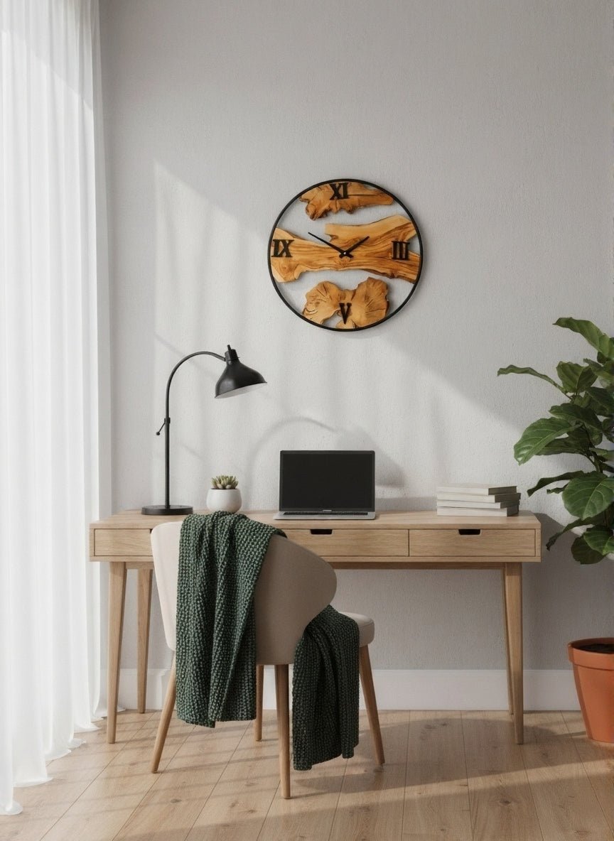 Olive Wood Wall Clock