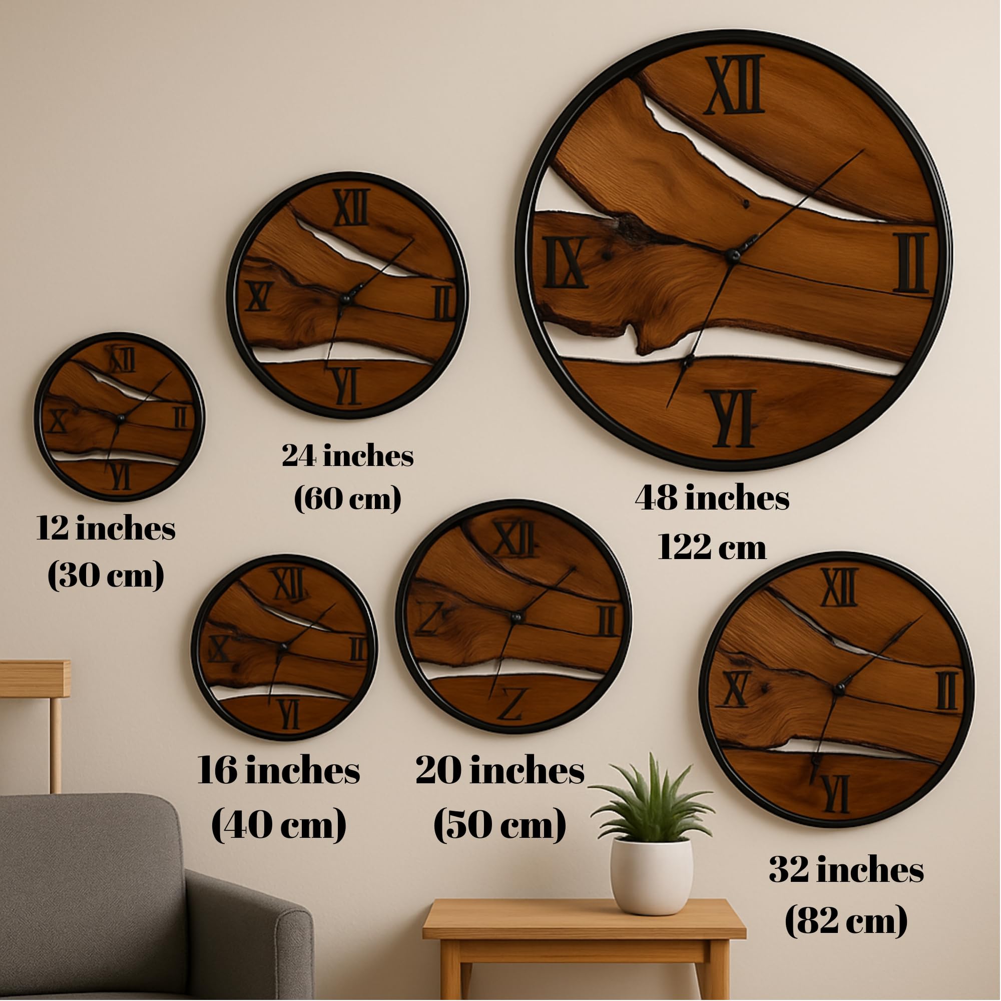 Olive Wood Wall Clock Epoxy-Ocion