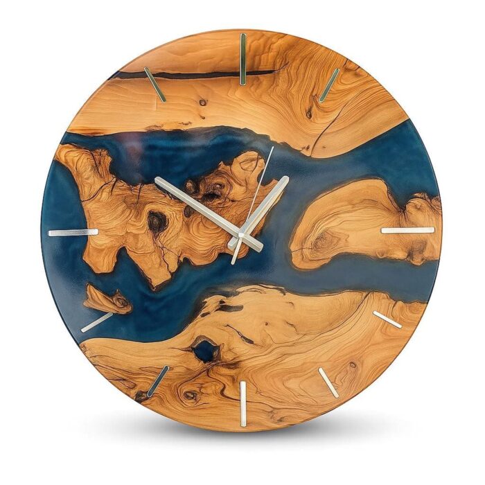 Olive Wood Wall Clock Epoxy-Ocion