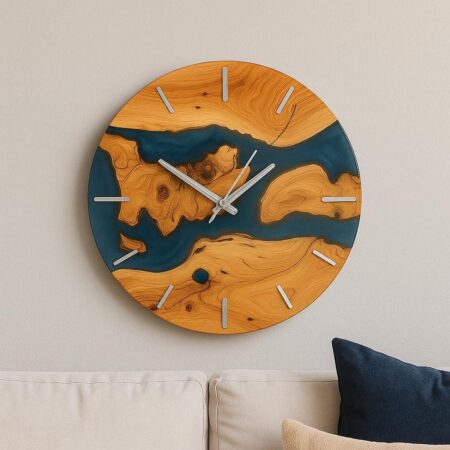 Olive Wood Wall Clock Epoxy-Ocion