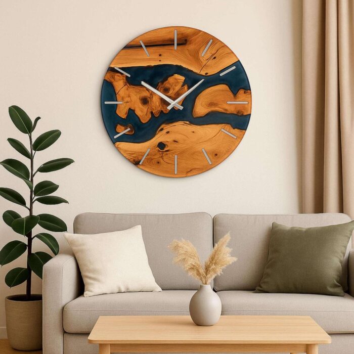 Olive Wood Wall Clock Epoxy-Ocion