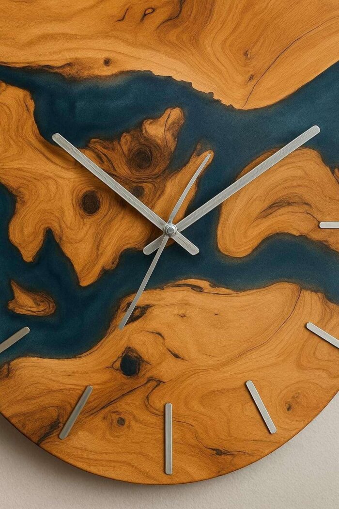 Olive Wood Wall Clock Epoxy-Ocion