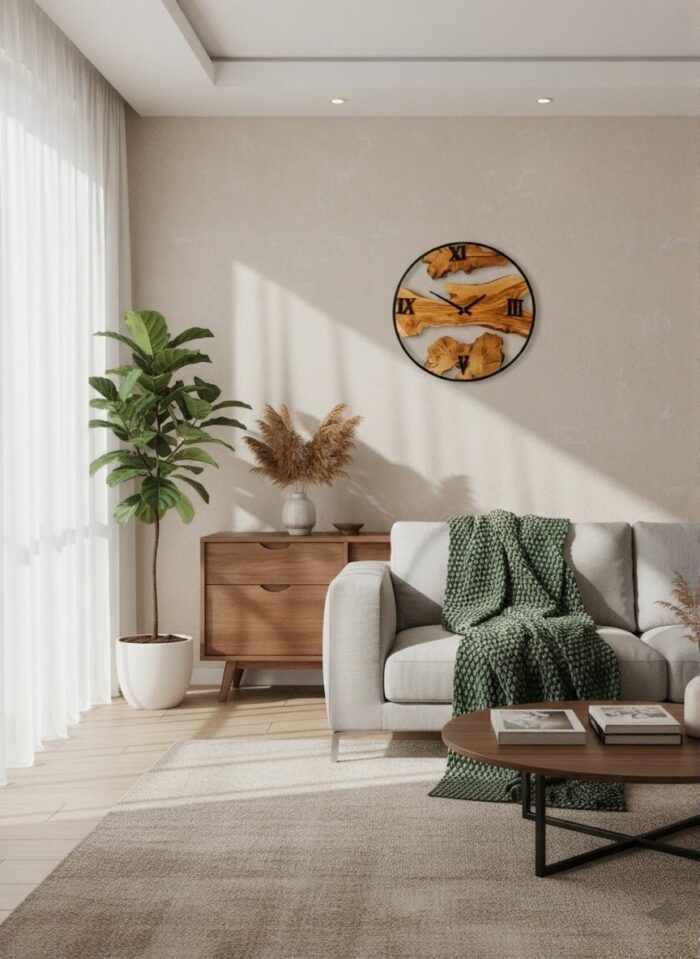 Olive Wood Wall Clock