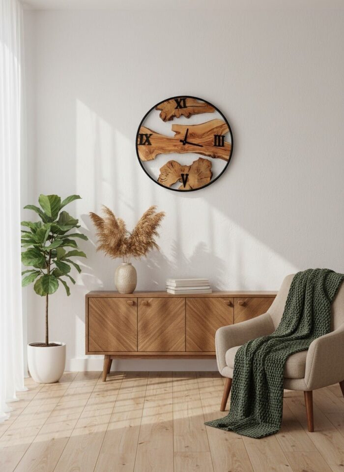 Olive Wood Wall Clock