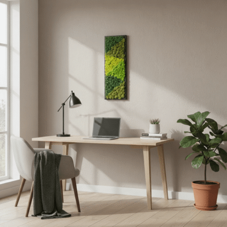 Tall Vertical Reindeer Moss Wall Art | Black Framed Biophilic Decor